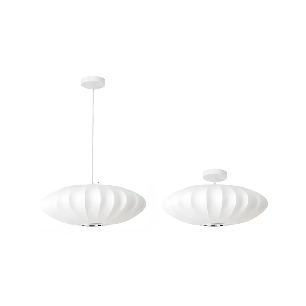 Suspension luminaire soie blanche ovale chambre — Cocoon — photo 3