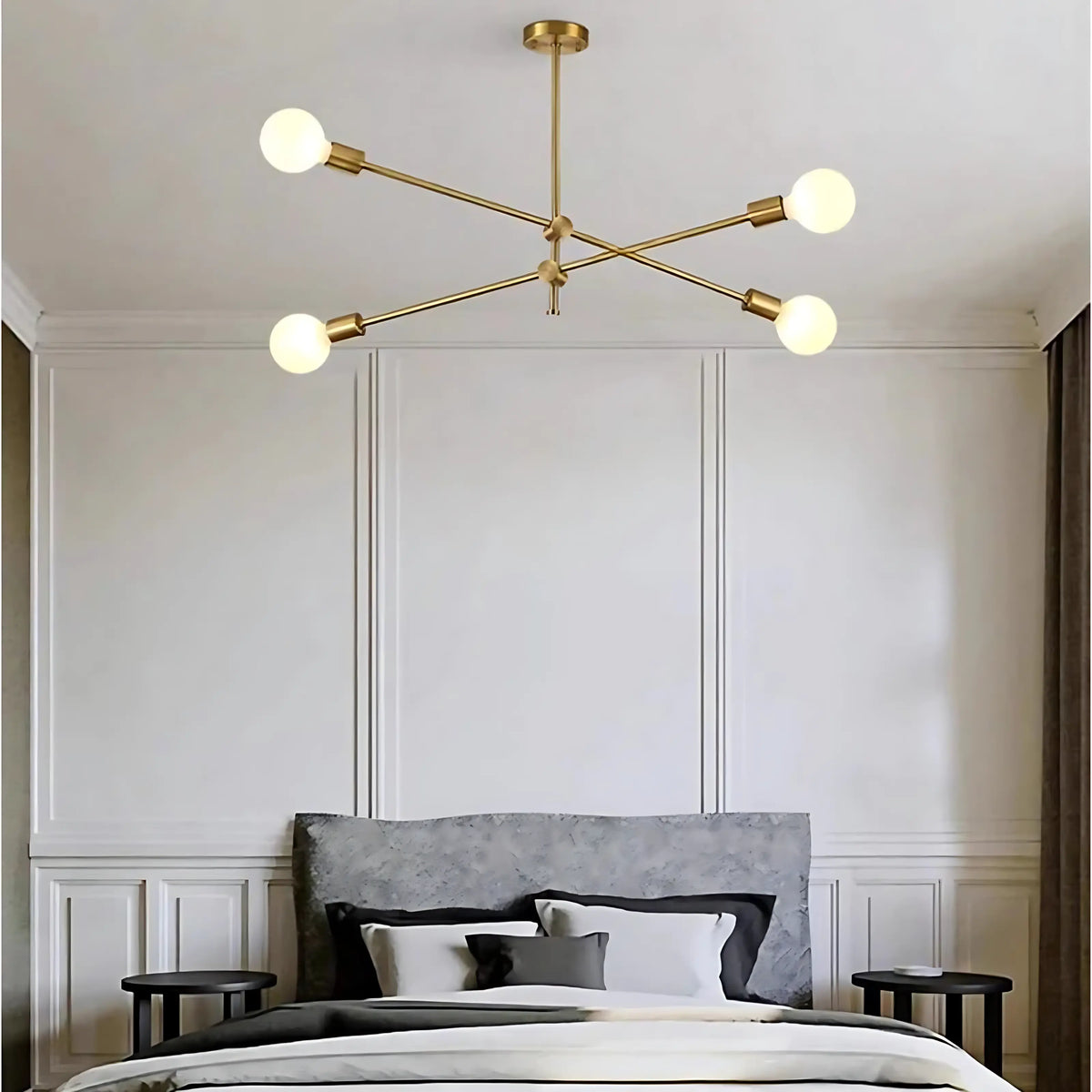 Suspension luminaire métal doré multi-branches chambre — Velda — photo 3