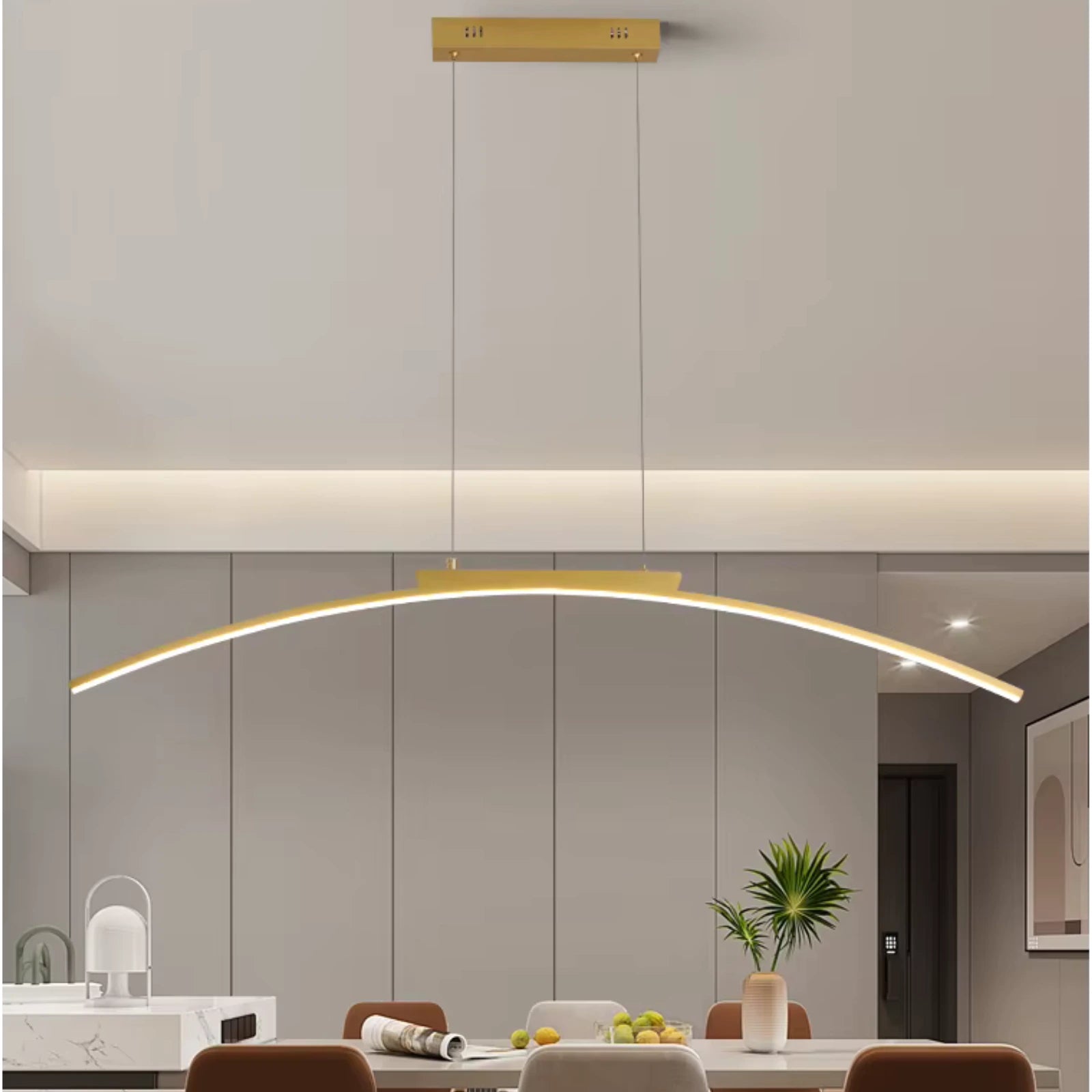 Suspension luminaire cuisine LED arc courbe 100cm dimmable — Nyra — photo 7
