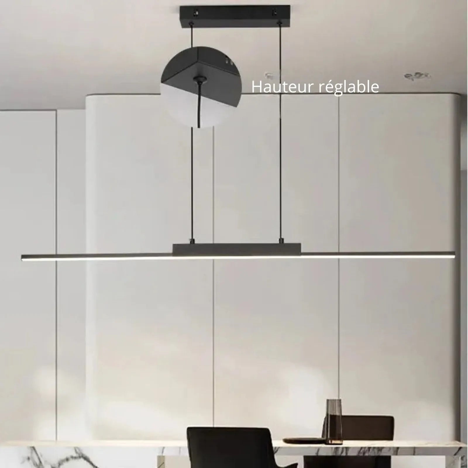 Suspension luminaire métal noir LED linéaire 100cm — Vexa — photo 6