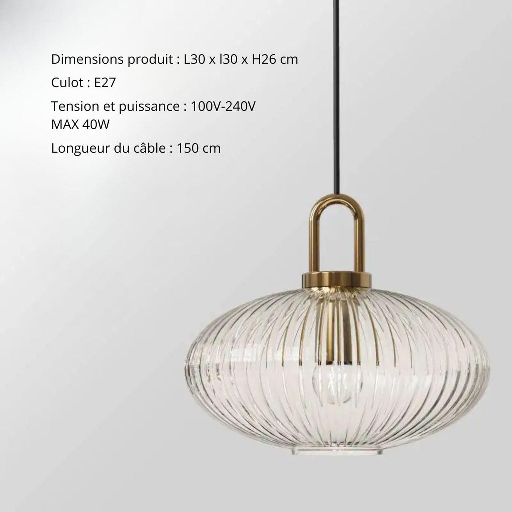 Suspension luminaire verre strié doré cuisine — Stella — photo 10