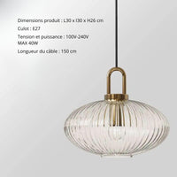 Suspension luminaire verre strié doré cuisine — Stella — photo 10