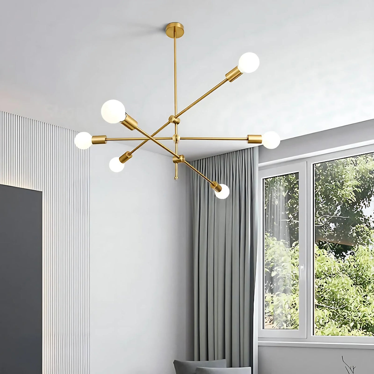 Suspension luminaire métal doré multi-branches chambre — Velda — photo 4
