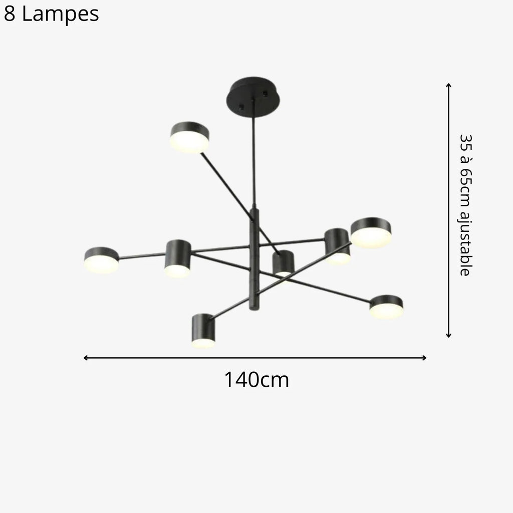 Suspension luminaire métal noir multi-branches salon 140cm — Sputnik — photo 10