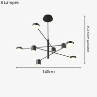 Suspension luminaire métal noir multi-branches salon 140cm — Sputnik — photo 10