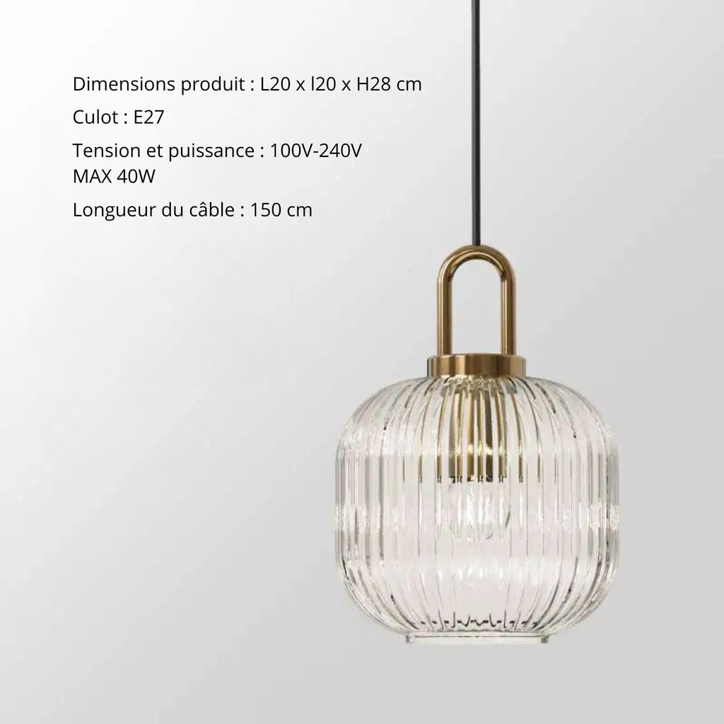 Stella Suspension Verre Strié Doré — Cuisine