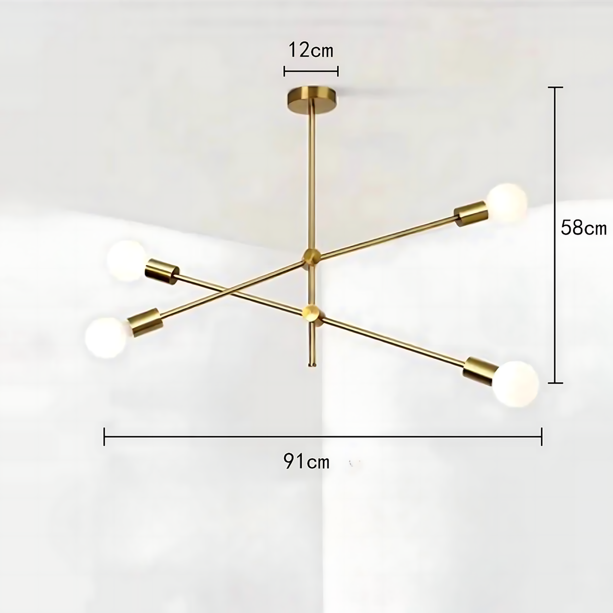 Suspension luminaire métal doré multi-branches chambre — Velda — photo 6