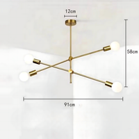 Suspension luminaire métal doré multi-branches chambre — Velda — photo 6