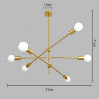 Suspension luminaire métal doré multi-branches chambre — Velda — photo 5