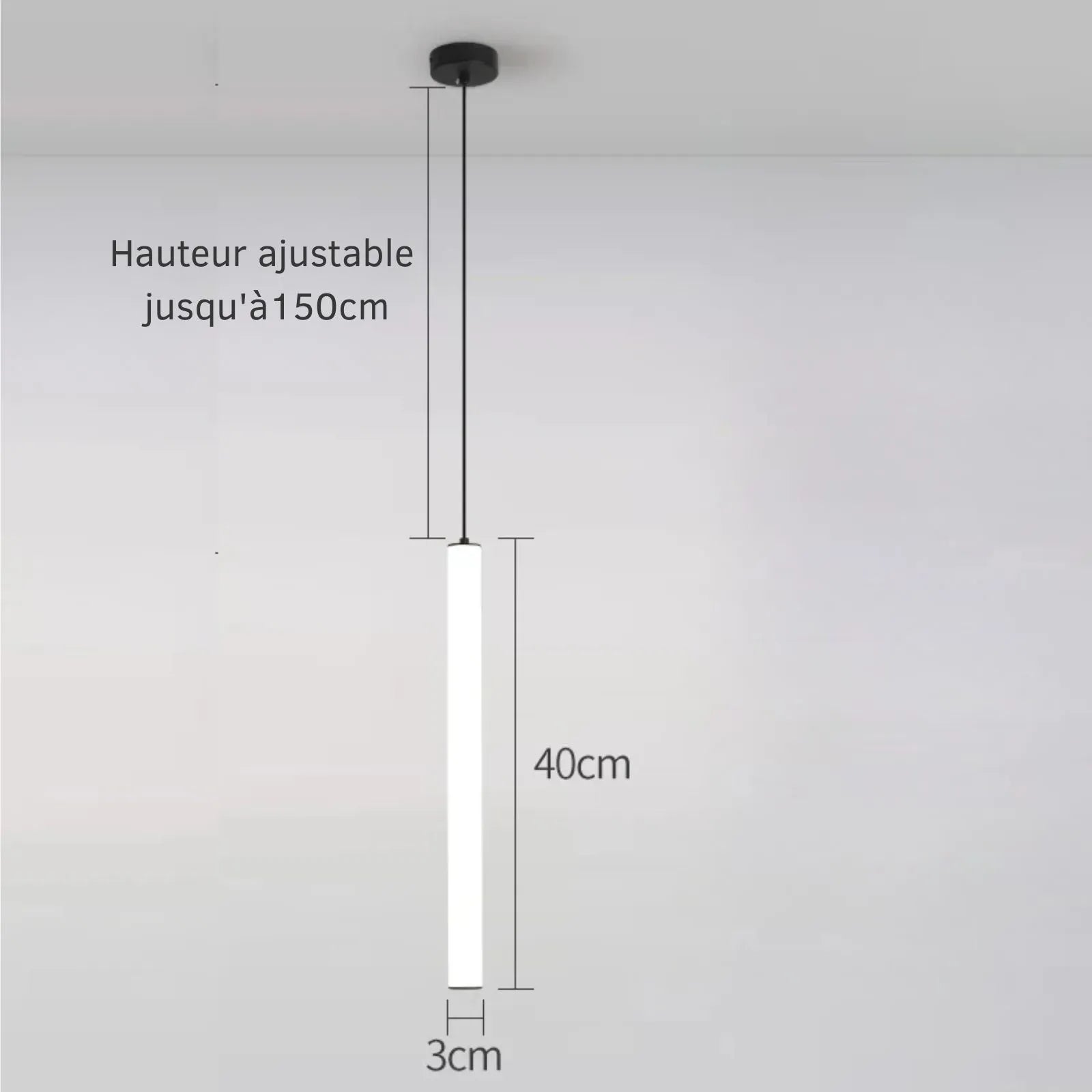 Suspension luminaire tube LED linéaire chambre 40cm — Nyla — photo 8