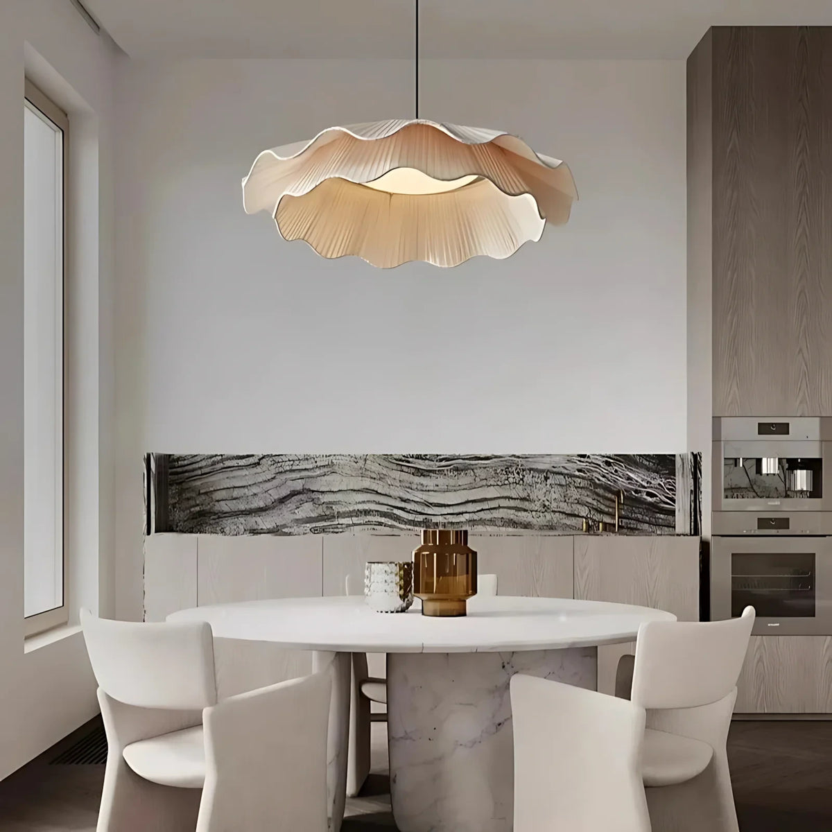 Suspension luminaire tissu plissé salon style coréen — Lotus — photo 3