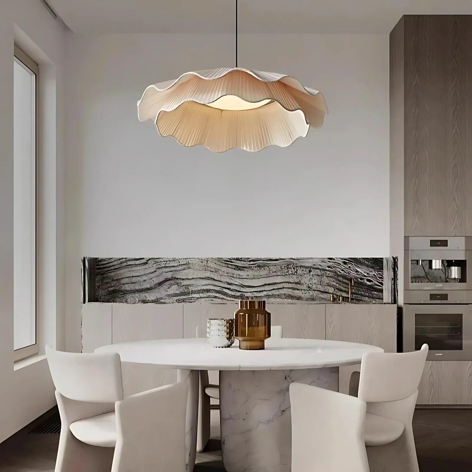 Suspension luminaire tissu plissé salon style coréen — Lotus — photo 3