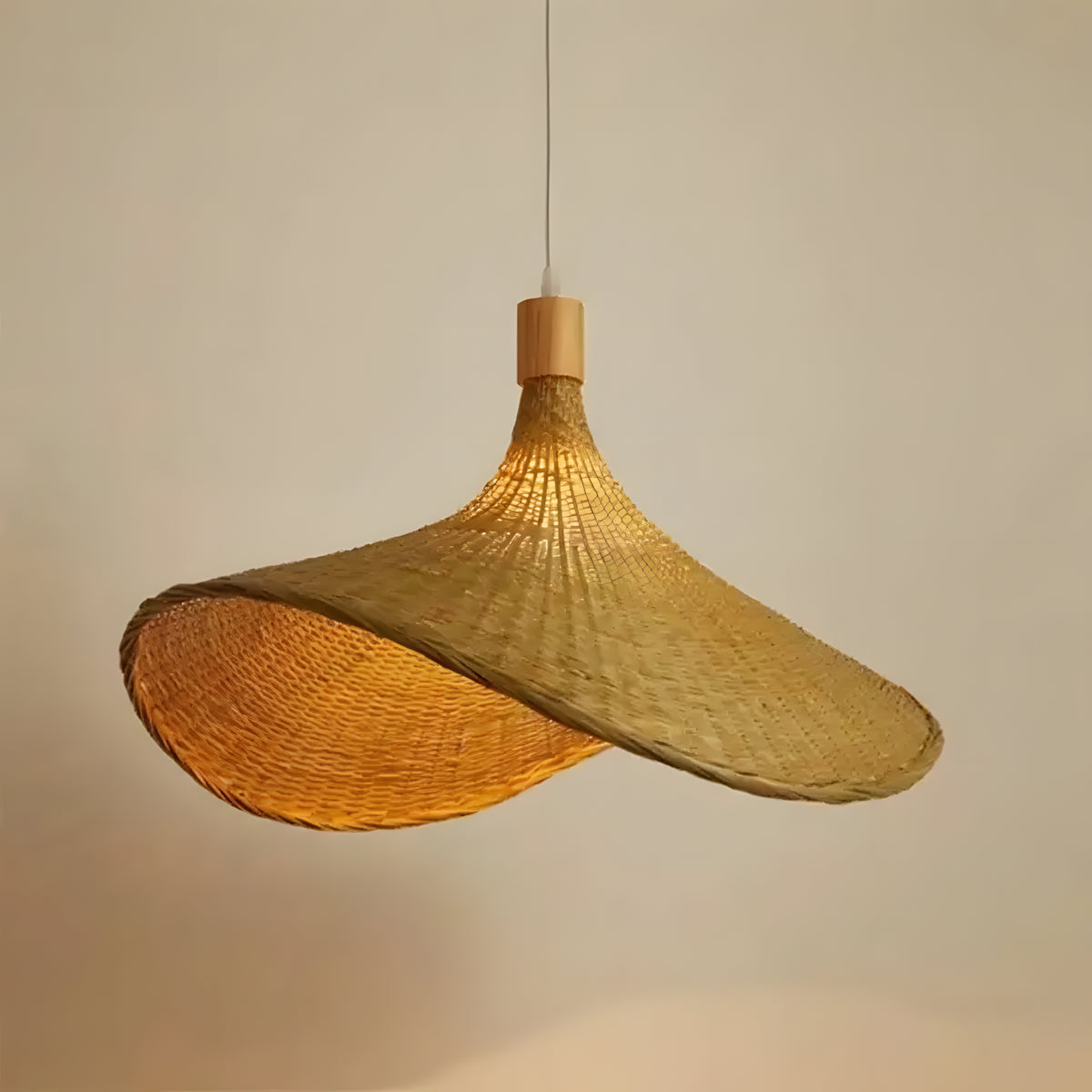 Suspension luminaire rotin feuille organique naturel — Nova