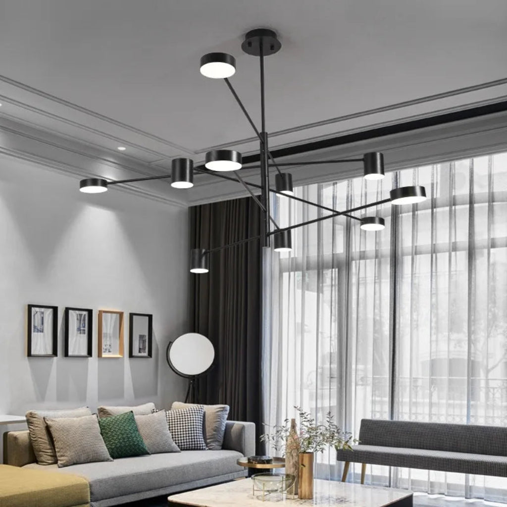 Suspension luminaire métal noir multi-branches salon 140cm — Sputnik — photo 2