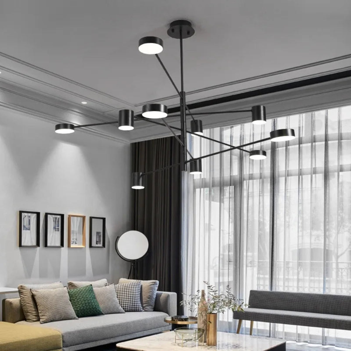 Suspension luminaire métal noir multi-branches salon 140cm — Sputnik — photo 2
