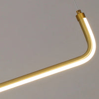 Suspension luminaire métal doré linéaire salle à manger LED 90cm — Mira — photo 4