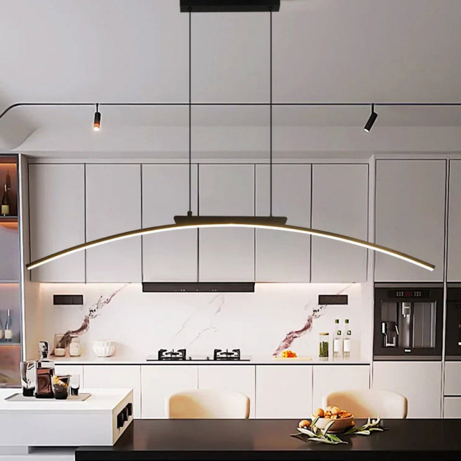 Suspension luminaire cuisine LED arc courbe 100cm dimmable — Nyra — photo 3