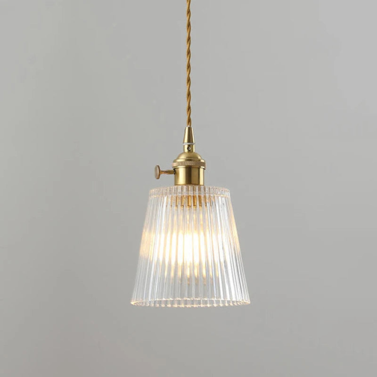 Suspension luminaire verre strié vintage chambre cuivre — Rosa
