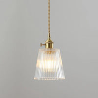 Suspension luminaire verre strié vintage chambre cuivre — Rosa
