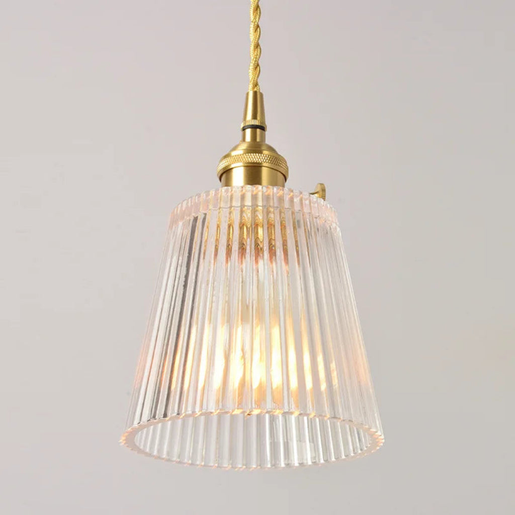 Suspension luminaire verre strié vintage chambre cuivre — Rosa — photo 5