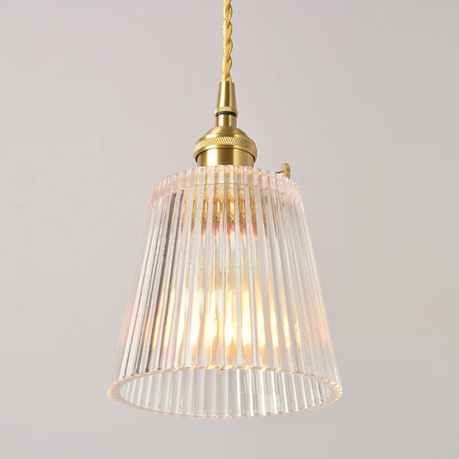 Suspension luminaire verre strié vintage chambre cuivre — Rosa — photo 5