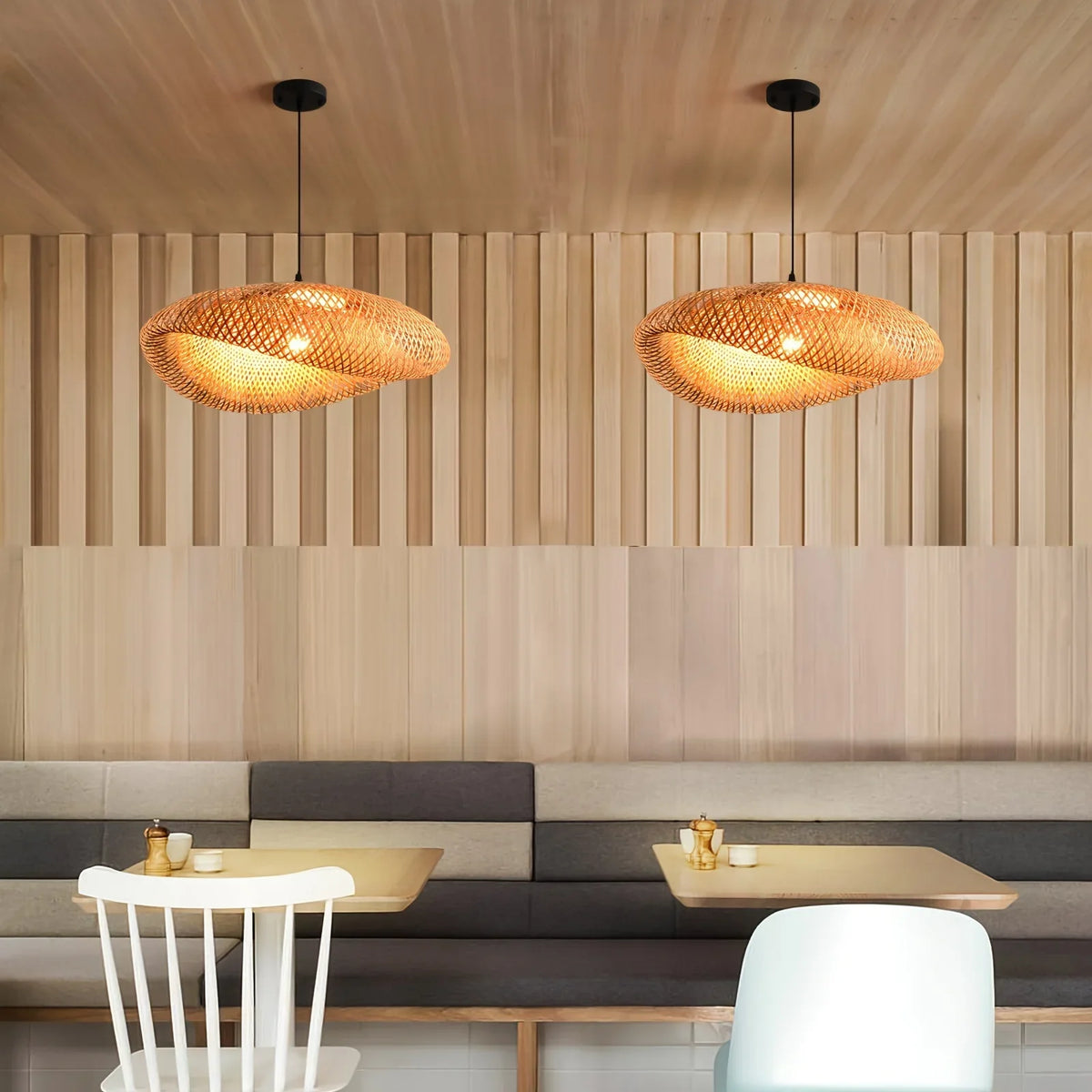 Suspension luminaire bambou tressé salle à manger — Koa — photo 4