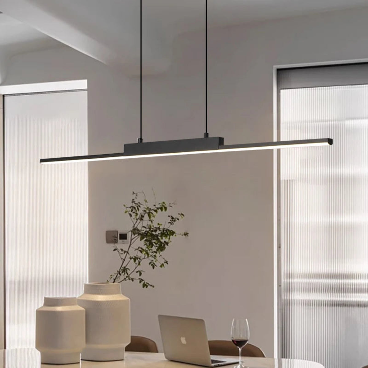 Suspension luminaire métal noir LED linéaire 100cm — Vexa — photo 5