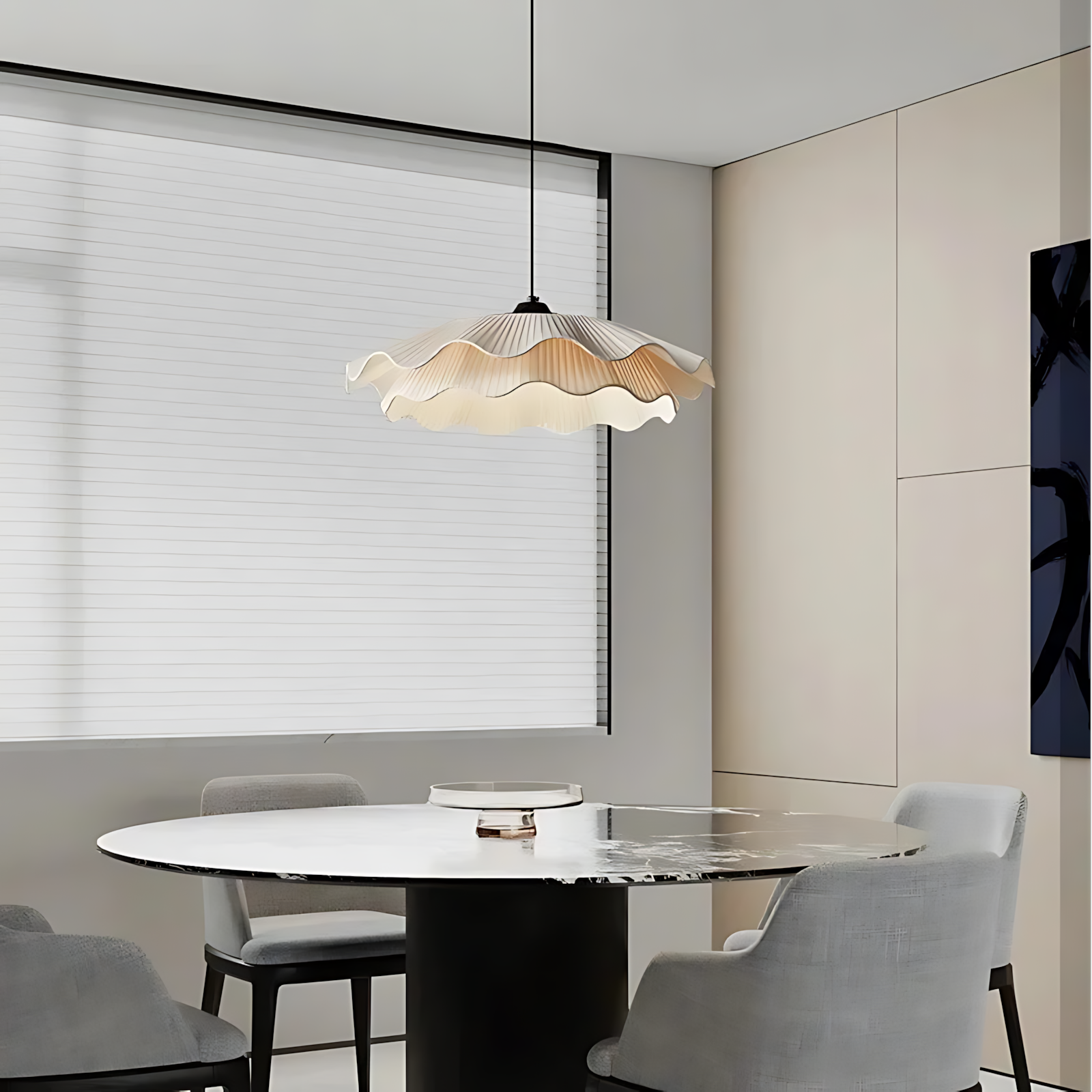 Suspension luminaire tissu plissé salon style coréen — Lotus — photo 5