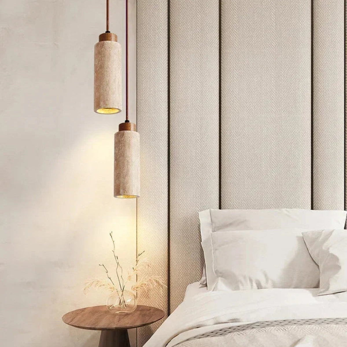 Suspension luminaire pierre naturelle chambre wabi-sabi — Cava — photo 3