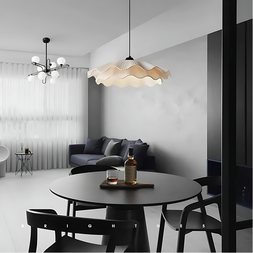 Suspension luminaire tissu plissé salon style coréen — Lotus — photo 2