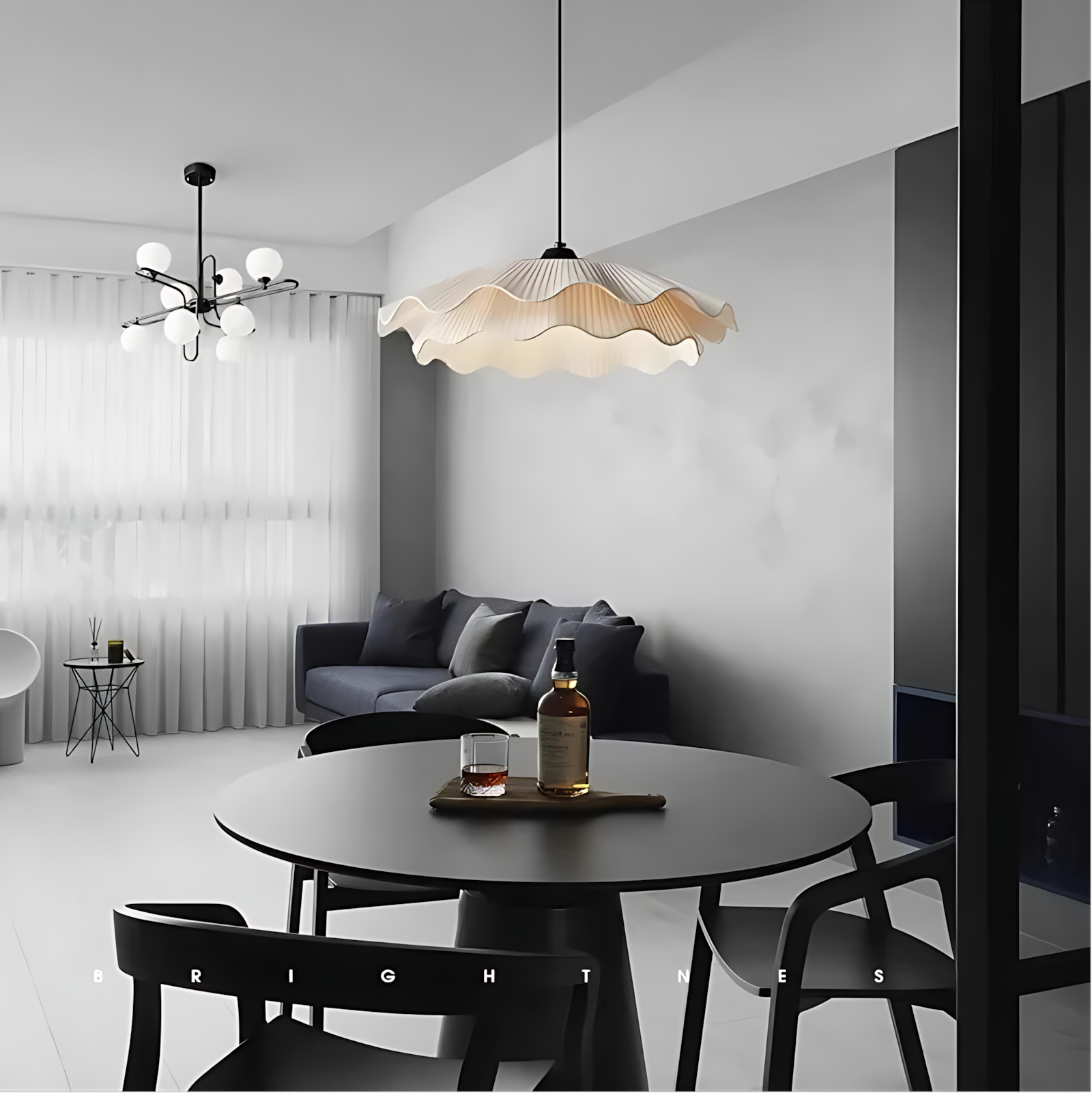 Suspension luminaire tissu plissé salon style coréen — Lotus — photo 2