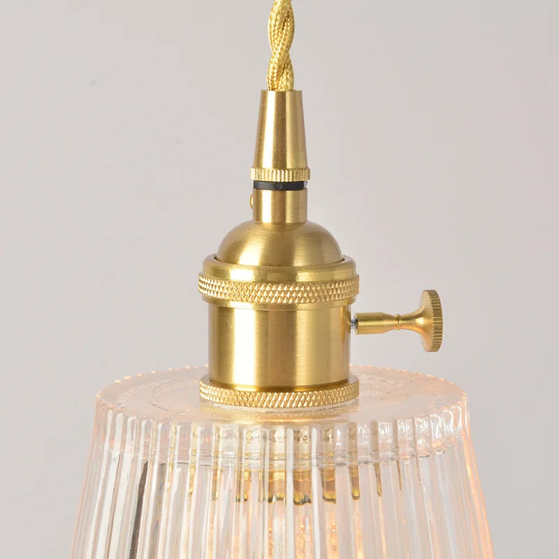 Suspension luminaire verre strié vintage chambre cuivre — Rosa — photo 7