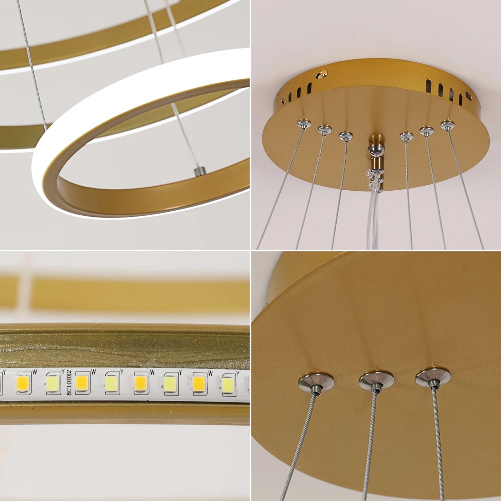 Suspension luminaire métal 3 anneaux LED salle à manger — Anneau — photo 3
