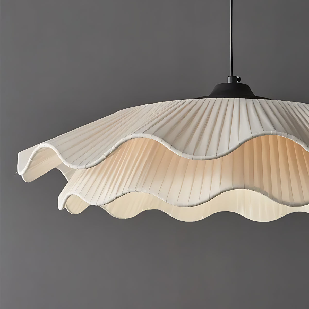 Suspension luminaire tissu plissé salon style coréen — Lotus — photo 6