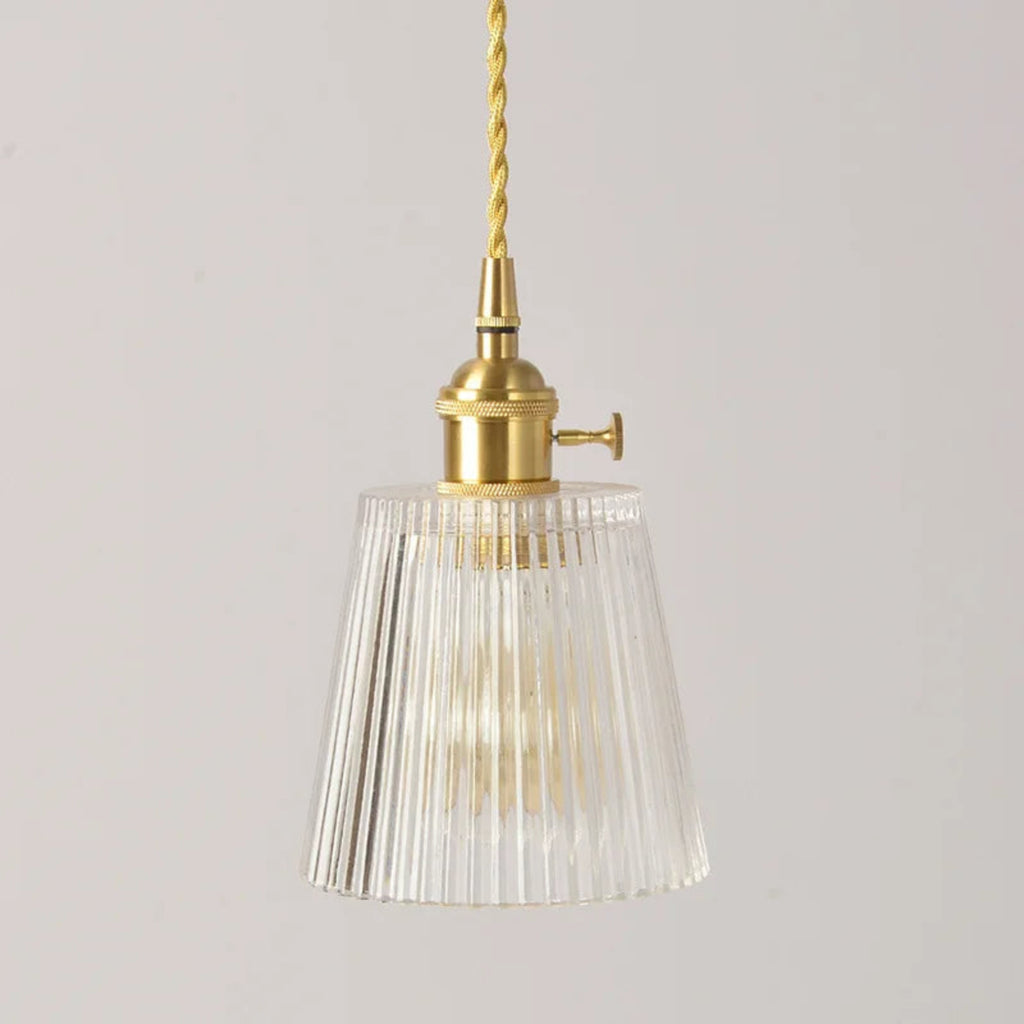 Suspension luminaire verre strié vintage chambre cuivre — Rosa — photo 6