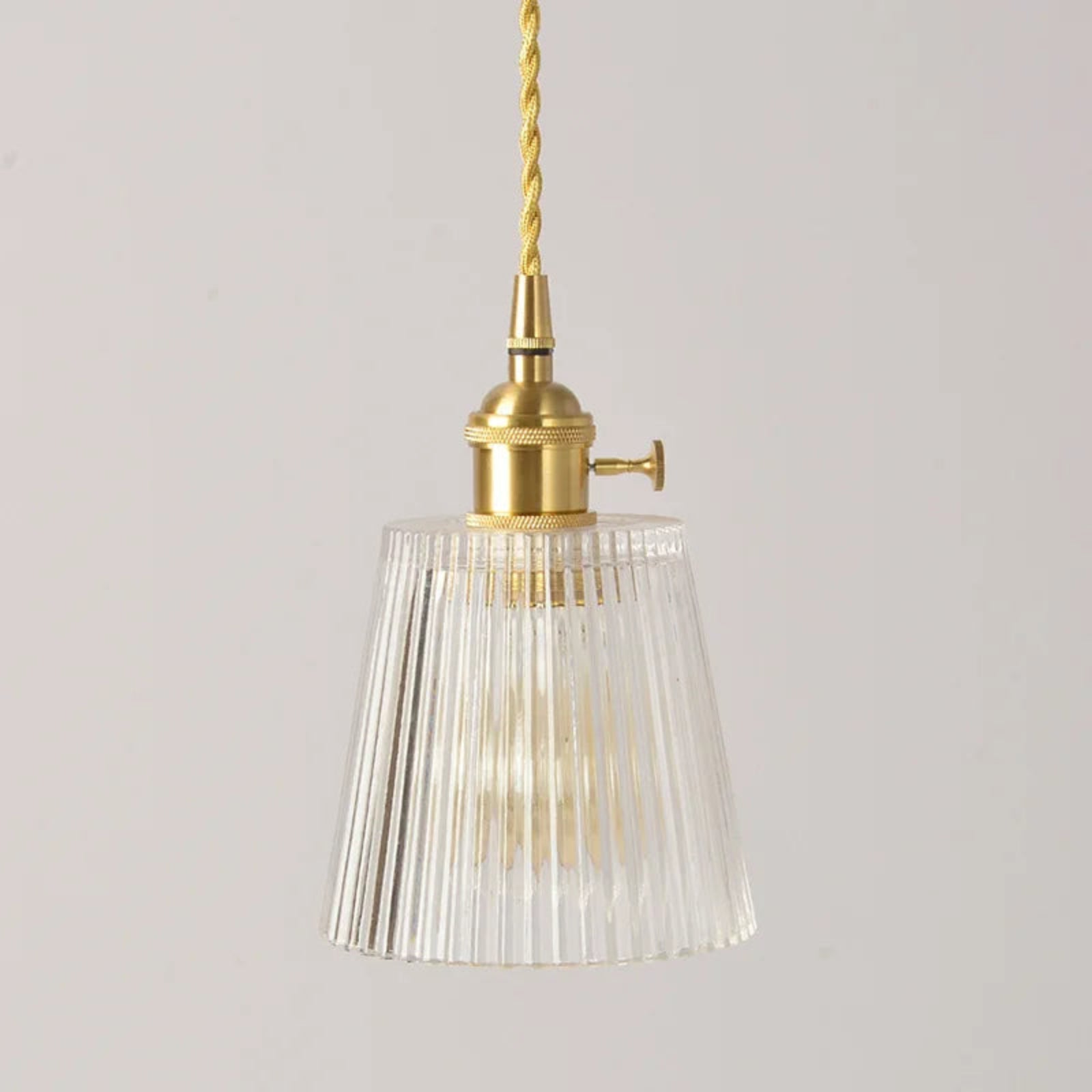 Suspension luminaire verre strié vintage chambre cuivre — Rosa — photo 6