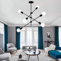 Suspension luminaire métal noir multi-branches salon — Korin
