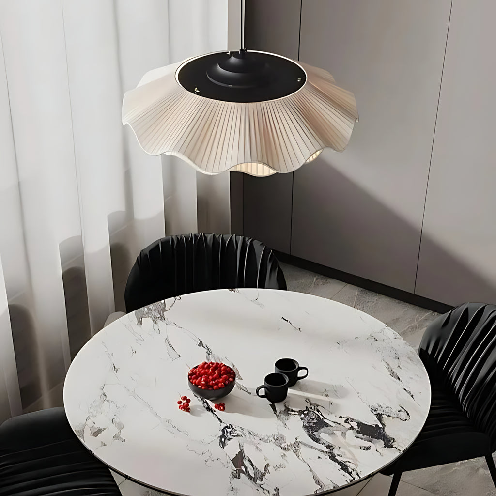 Suspension luminaire tissu plissé salon style coréen — Lotus — photo 4