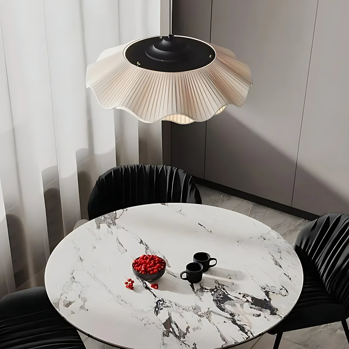 Suspension luminaire tissu plissé salon style coréen — Lotus — photo 4