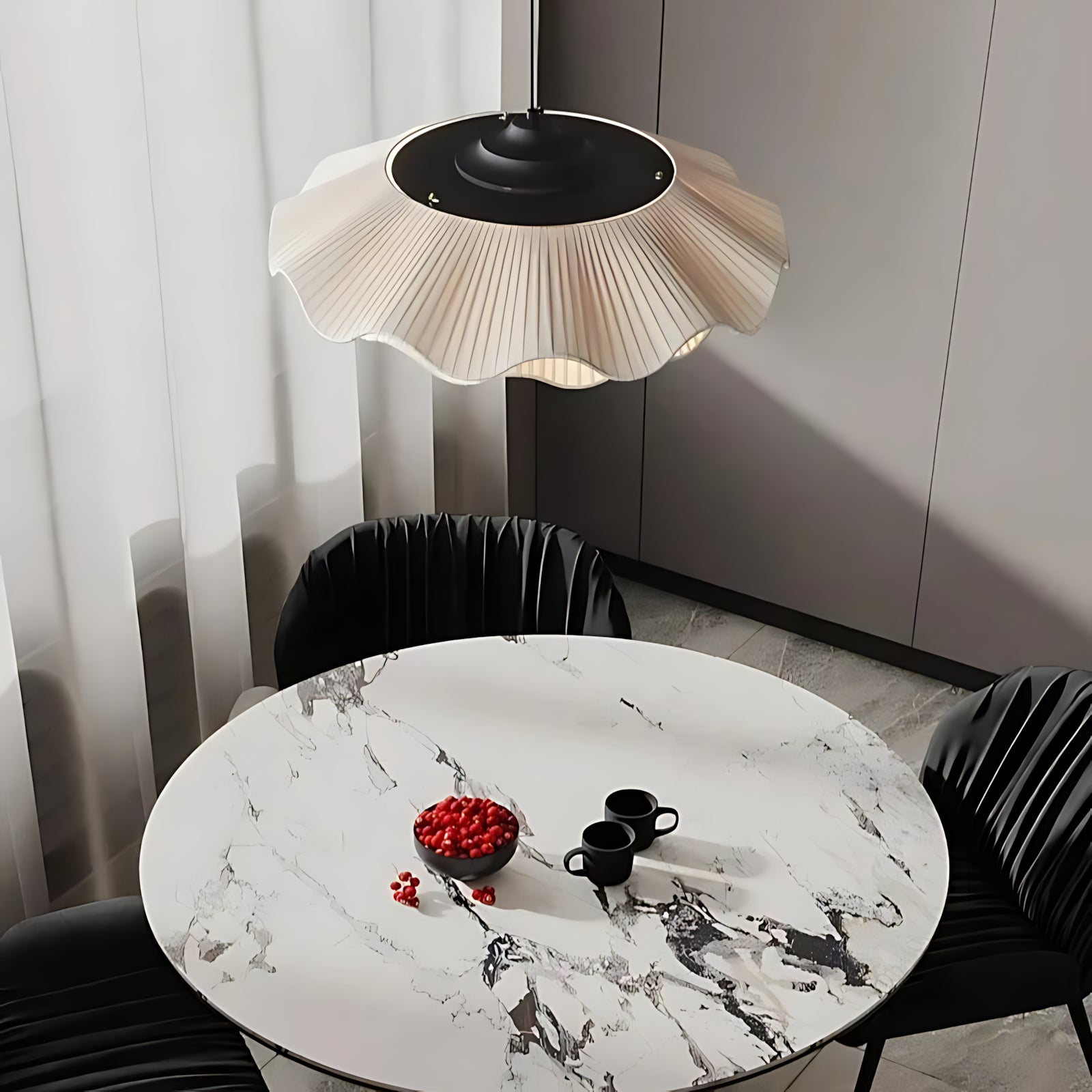 Suspension luminaire tissu plissé salon style coréen — Lotus — photo 4