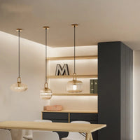 Suspension luminaire verre strié doré cuisine — Stella — photo 4