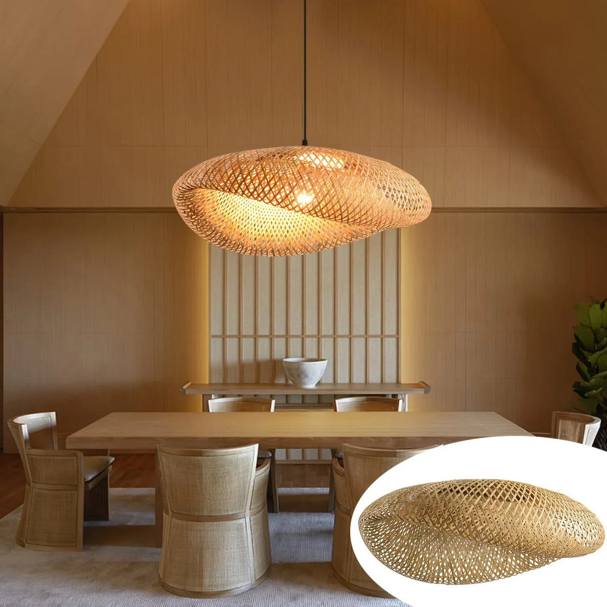 Suspension luminaire bambou tressé salle à manger — Koa — photo 2