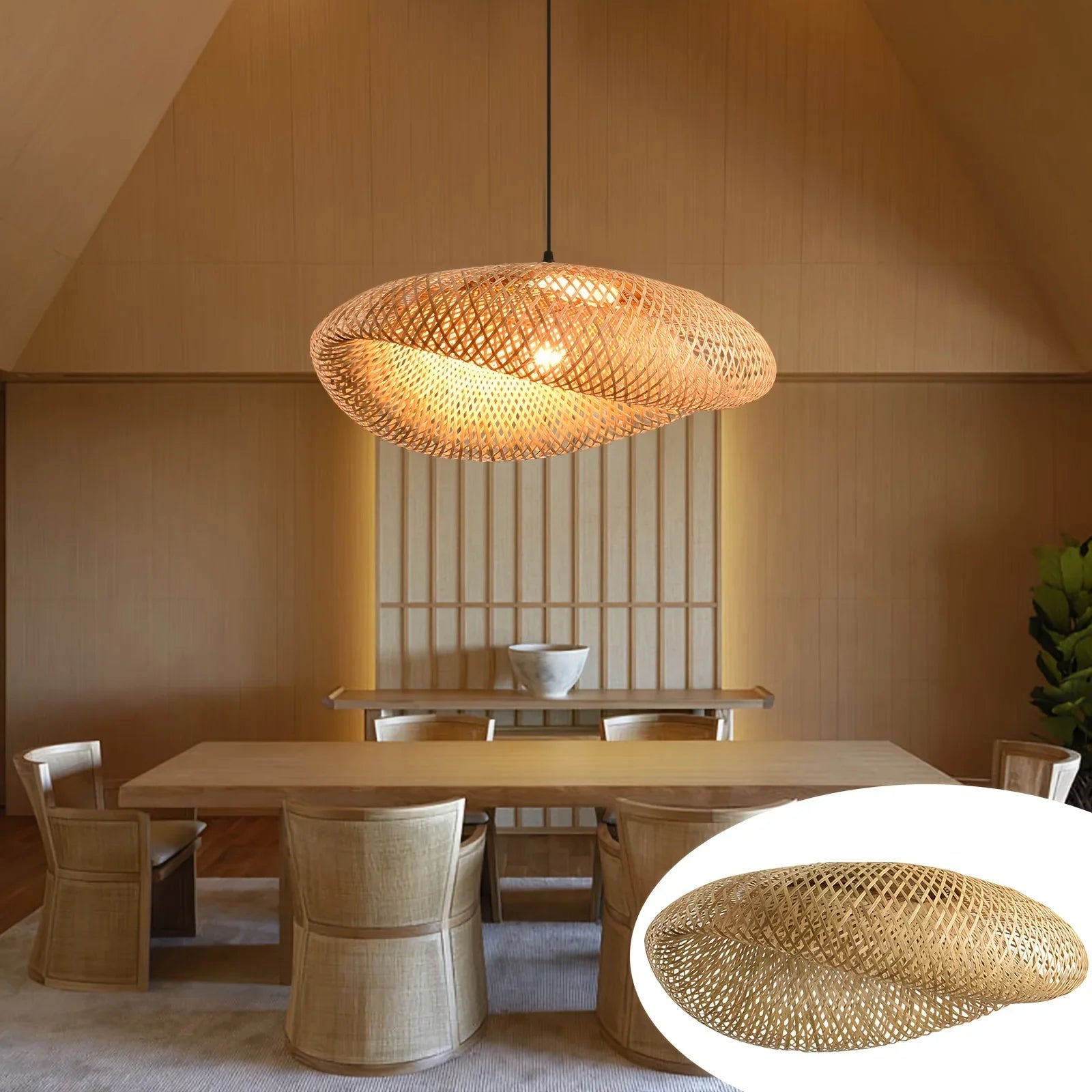 Suspension luminaire bambou tressé salle à manger — Koa — photo 2