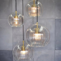 Suspension luminaire verre boule industrielle salle à manger — Loft