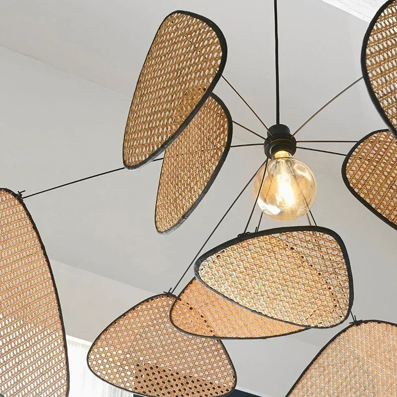 Suspension luminaire rotin pétales salon style japonais — Petra — photo 4