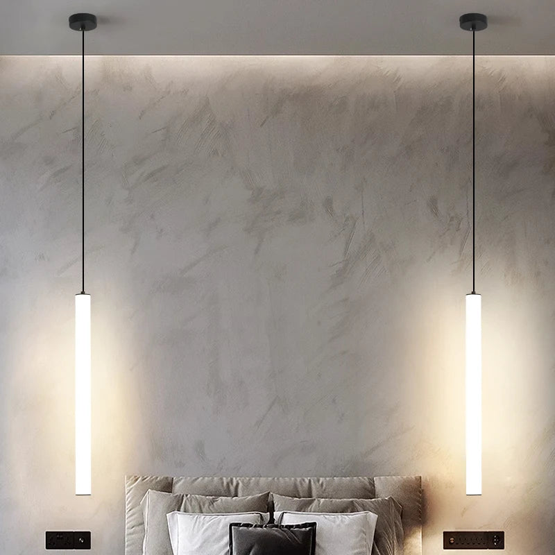 Suspension luminaire tube LED linéaire chambre 40cm — Nyla