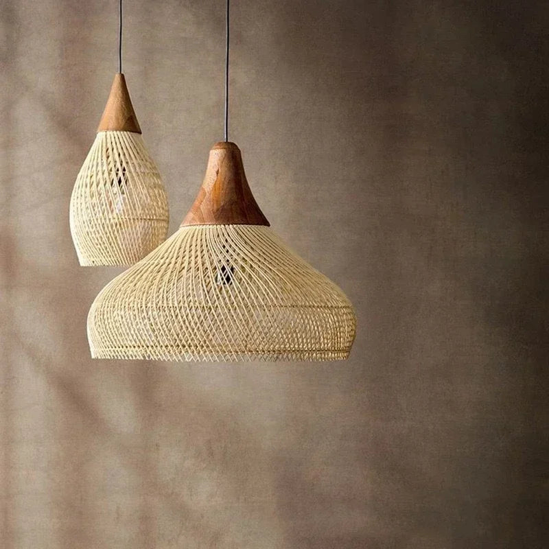 Suspension luminaire rotin noir cône chambre wabi-sabi — Wabi — photo 4