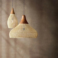 Suspension luminaire rotin noir cône chambre wabi-sabi — Wabi — photo 4