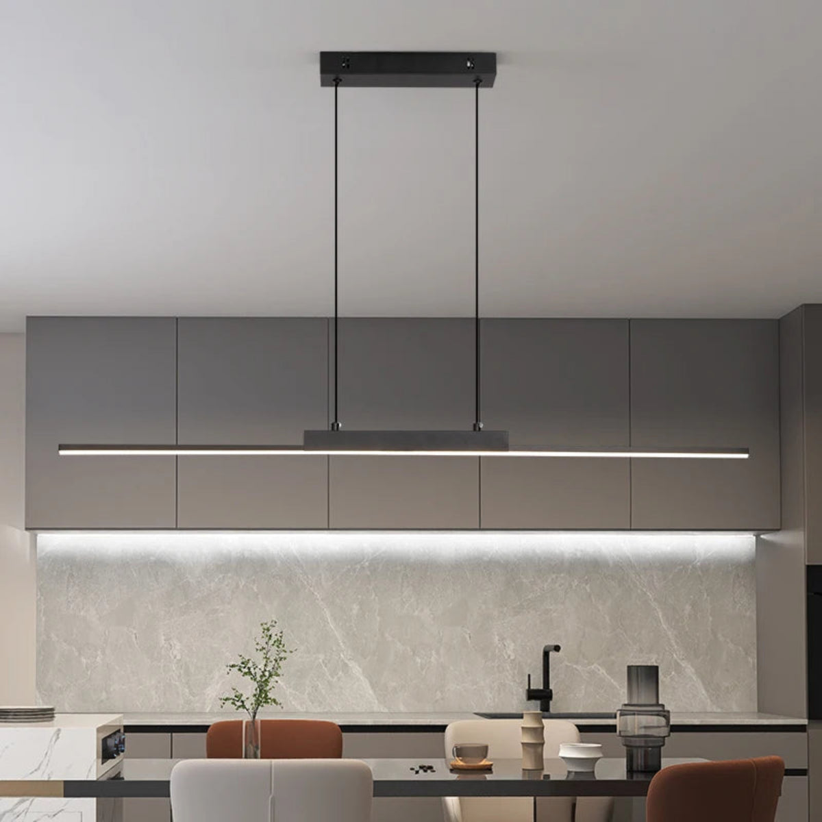Suspension luminaire métal noir LED linéaire 100cm — Vexa