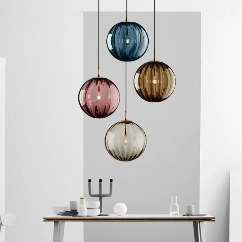 Suspension luminaire verre boule multicolore nordique — Bella